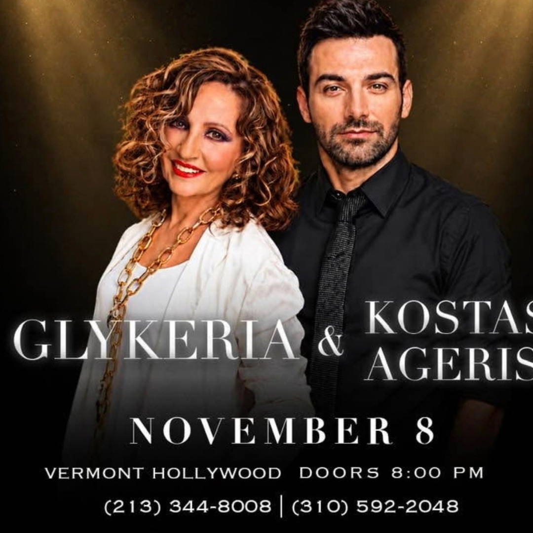Event poster: Glykeria and Kostas Ageris, November 8, Vermont Hollywood, doors 8:00 PM